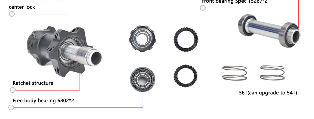 Disc brake hub center lock ratchet 36T 