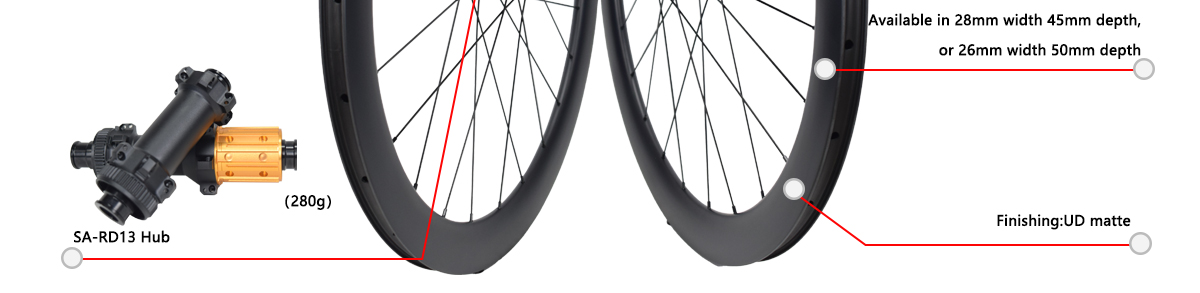 26mm 28mm width carbon road rims wheelset